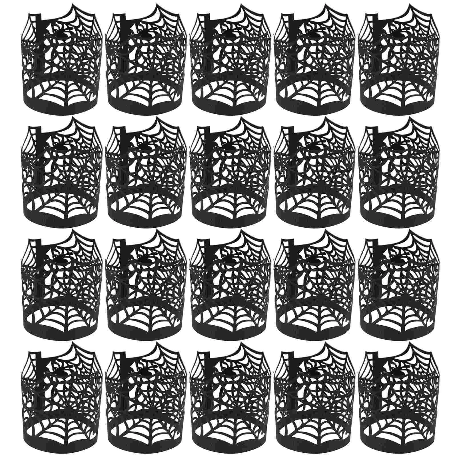 

50 Pcs Hollow Out Lampshades Spider Decor Lanterns Candles Black Paper Halloween