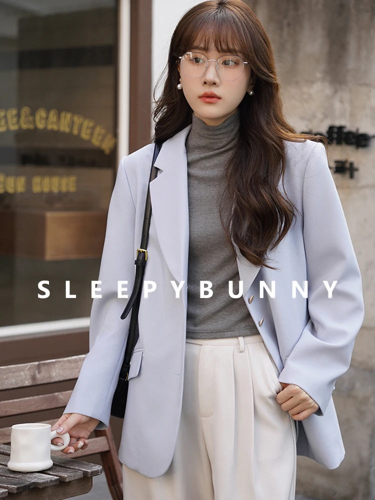 

Vintage Blazer for Women with Gold Buttons Loose Fit Straight Shoulder Suit Jacket Elegant Spring Fall Office Casual Outerwear