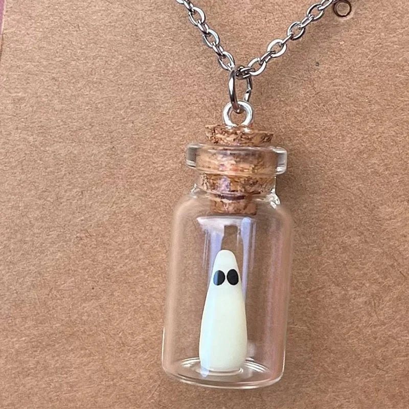 1 Piece Glow In The Dark Adopt A Ghost Necklace Cute Halloween Jewellery Pet Ghost