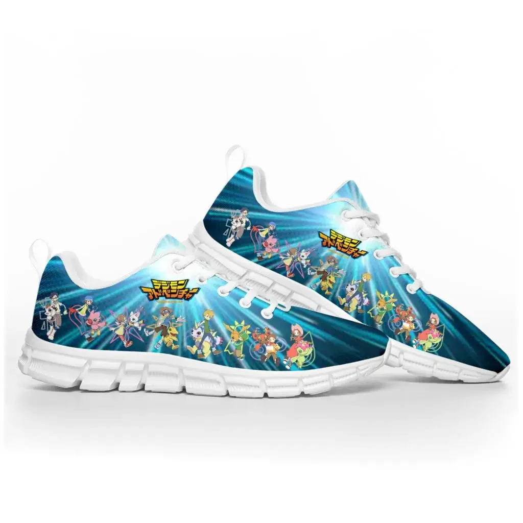 

Cartoon Digimon Adventure Anime Sports Shoes Mens Womens Teenager Kids Children White Sneakers Custom High Quality Couple Shoe