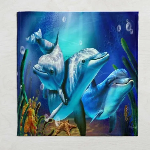 Else Carpet Else Blue Tropical Dolphins Wellsoft Patterned 3D Tv Blankets