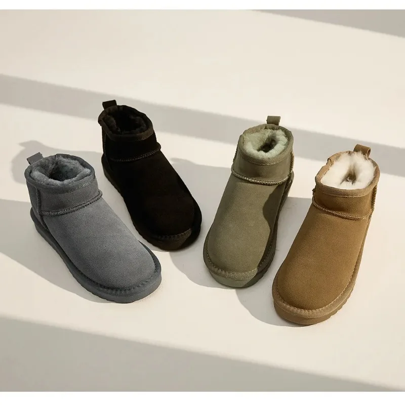 

New girls winter snow boots fur integrated fleece thickened non-slip low tube warm shoes