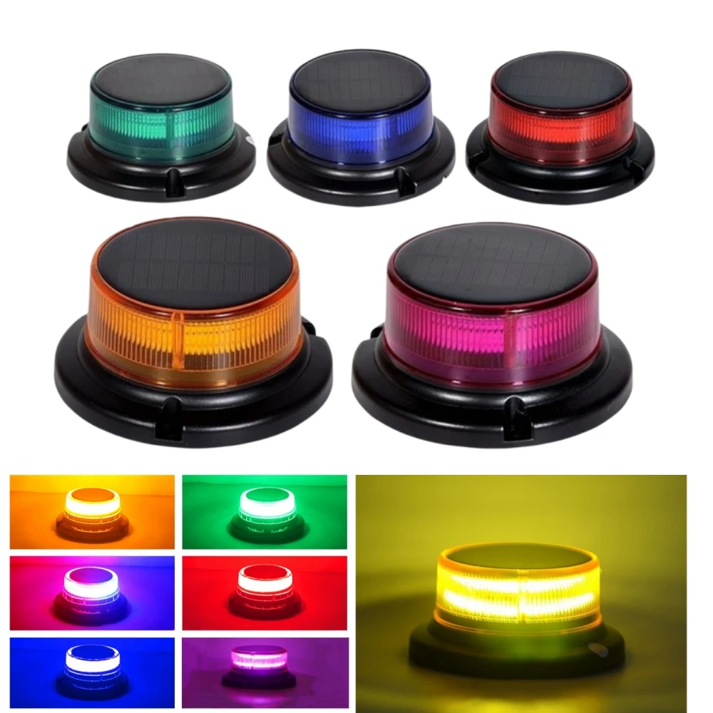 Solar Powered LED Roof Strobe Light Magnet Flash Warning Emergency Light Night Flashing Lamp Car Truck Roof Beacon Light