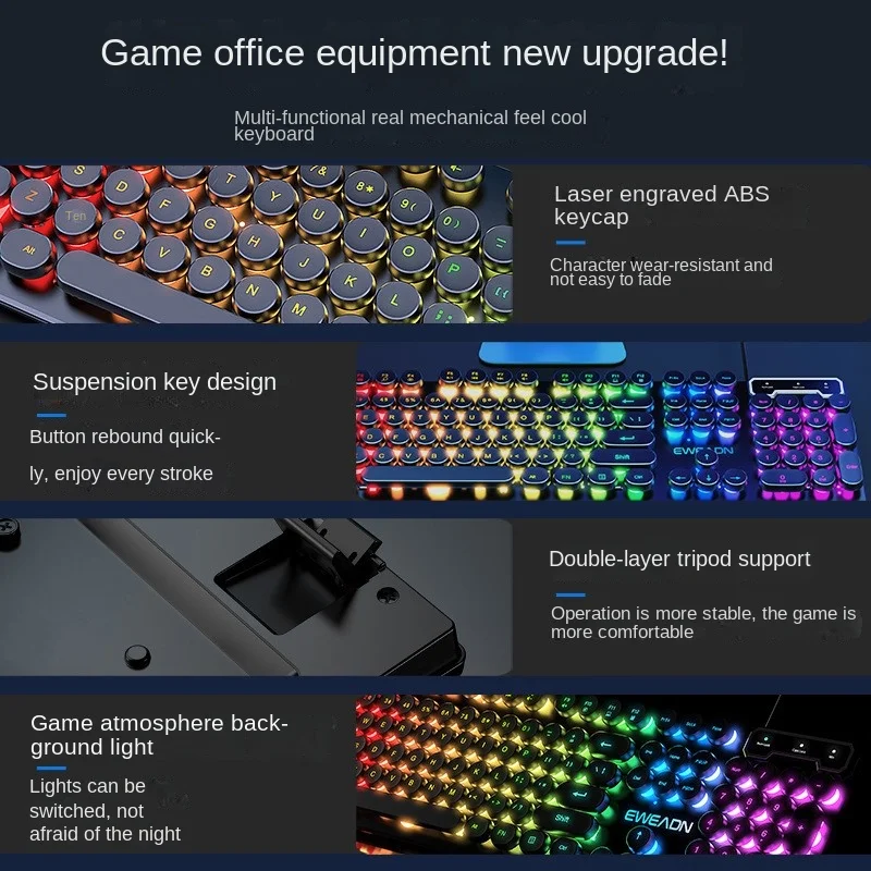 3C Founder GX30 Keyboard Mechanical Feel Wired RGB Punk Esports Game Office Computer Peripherals 2024 Hot Sale Dropshipping