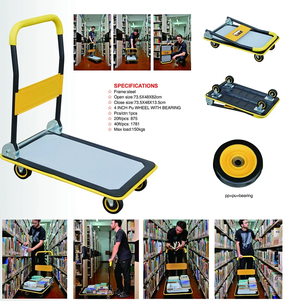 150Kg folding trolley 2in1 foldable manual pallet trolley storage platform warehouse trolley