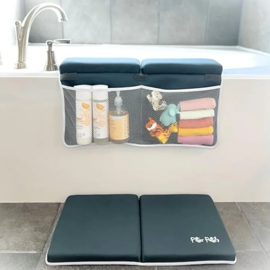 Baby Bath Kneeler and Elbow Rest Pad Set Made of Neoprene and Foam - Non Slip Cushioned Bath Kneeling Pad for Bathing Baby with