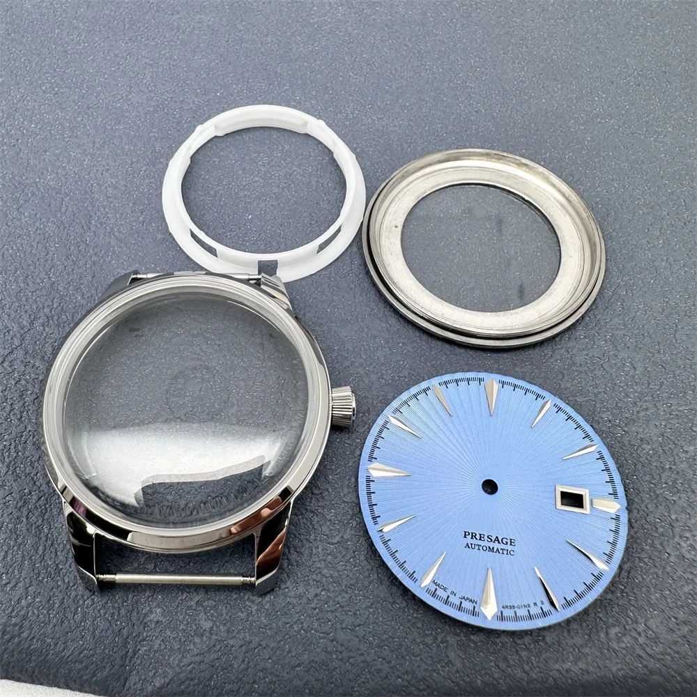 Caja de reloj con cristal de burbujas, accesorio de acero para movimiento NH35, NH36, NH38, juego de conversión Seiko, 40mm