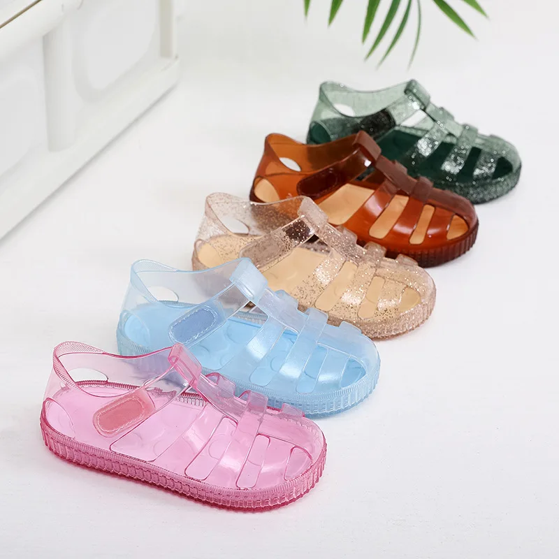 Summer New Girl\'s Baotou Sandals with Hollow Soft Sole Sandals Children\'s Buckle Baby Sandals