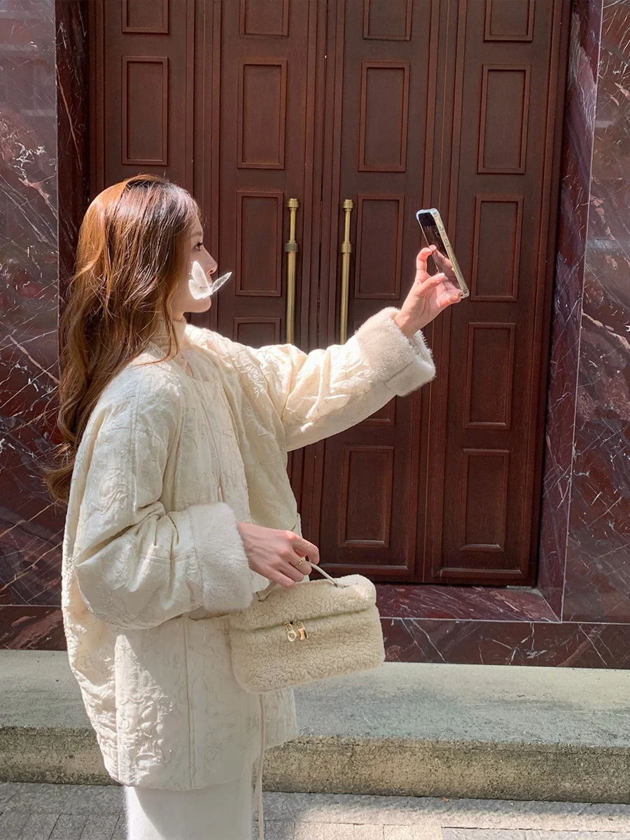 

MUKOK White Du down ort Puffer Jaet Women's Sli Commute Sle 90% down Cozy Warm Long Sve round Ne Coat