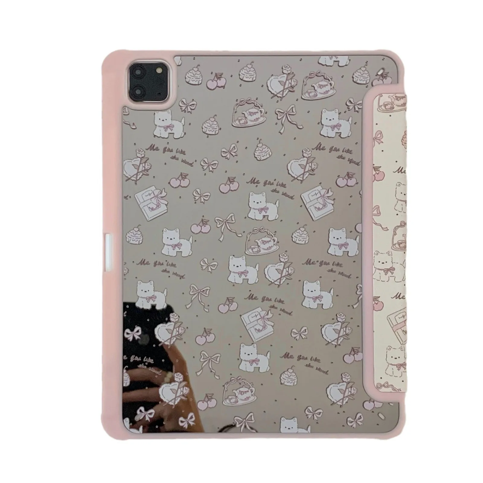 Cherry Dog Mirror Tablet Case For iPad 6 5 Mini6 Pro 2022 10th 2021 2020 2019 Air 2024 5 4 3 3Folds Smart Cover Pen Slot