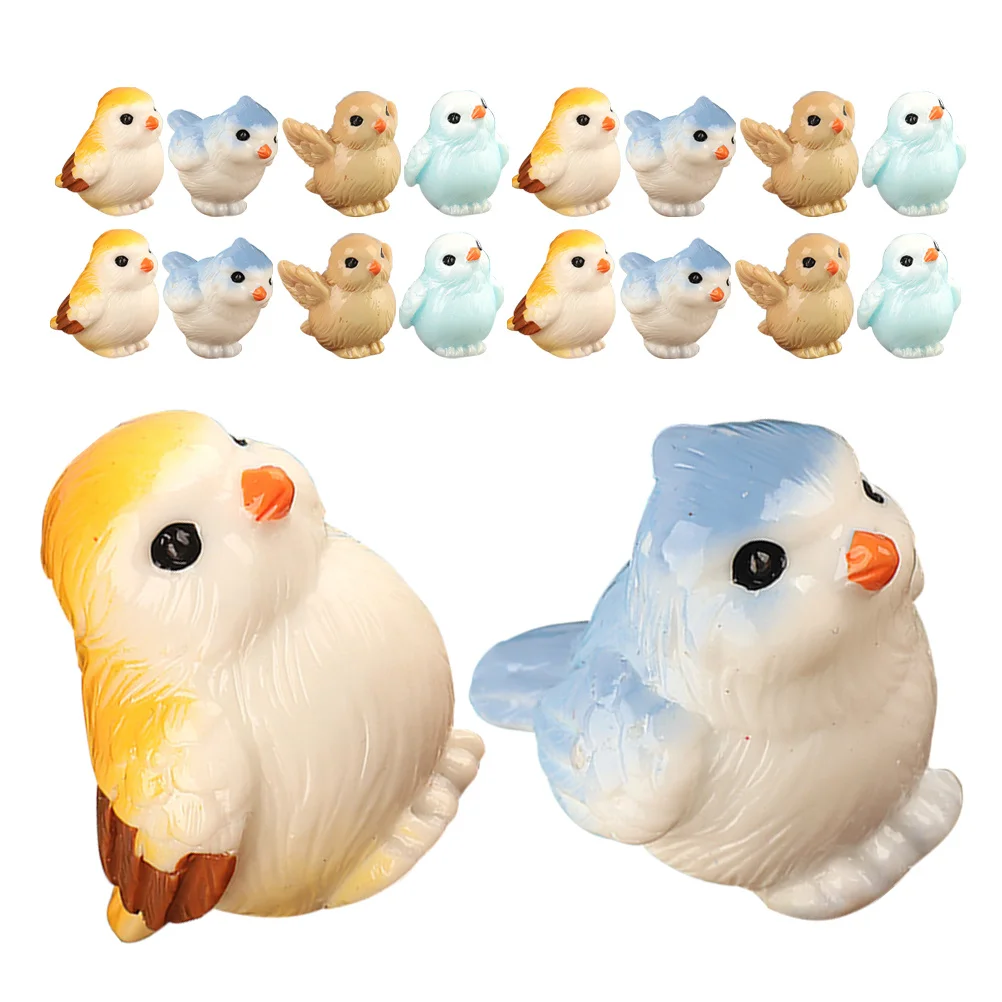 

20Pcs Miniature Resin Parrot Decorations Lifelike Tiny Birds for DIY Microlandscape Fairy Garden Office Desk Accents