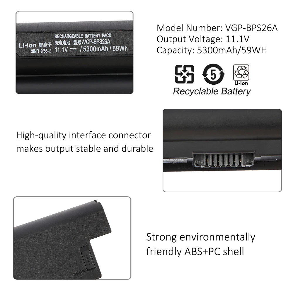 KingSener Laptop Battery For Sony Vaio BPS26 VGP-BPL26 VGP-BPS26 VGP-BPS26A SVE14A SVE15 SVE17 VPC-CA VPC-CB VPC-EG VPC-EH