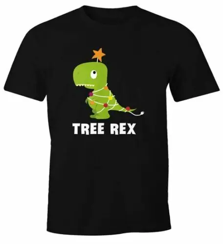 Herren T-Shirt Weihnachten lustig Tree Rex Fun-Shirt Parodie Christmas Xmas