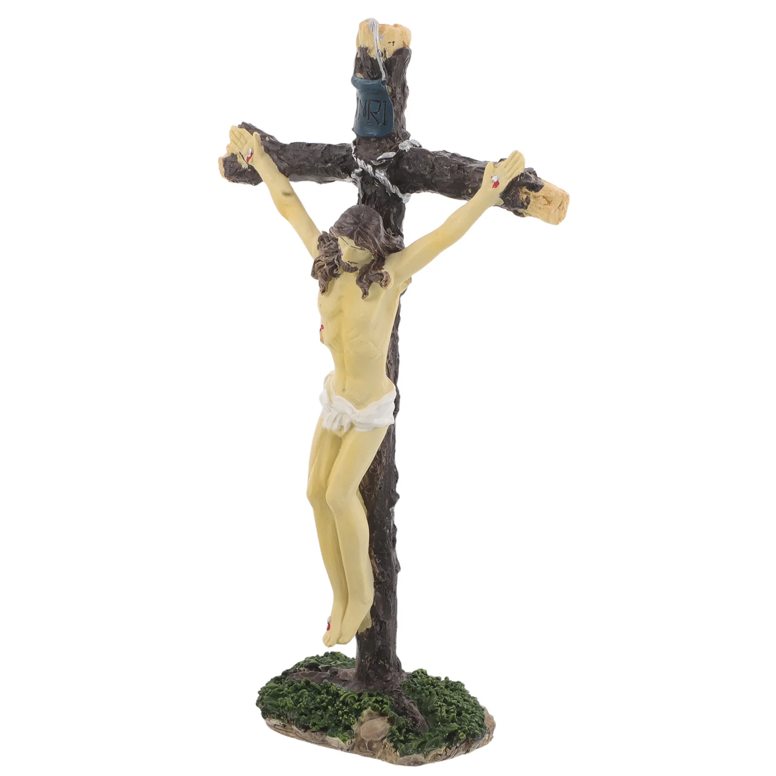 

Artistic Resin Cross with Jesus Figure: Premium Tabletop Spiritual Decor - Sturdy Standing Wall Cross for Home and Church Use