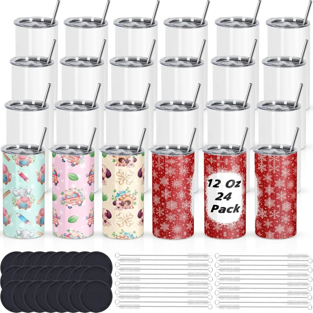 

Wholesale of insulated cups with straws and brushes, double layered stainless steel insulation, individually boxed (24 packs)