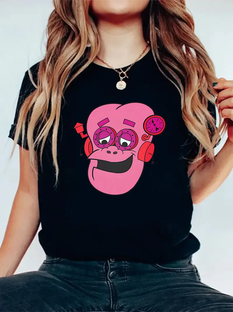 

Pink Monster Franken-Berries Women Print Y2k Clothes TShirt Short Sleeve Casual Streewear Clothes Lady Tees Tops Female Clothing