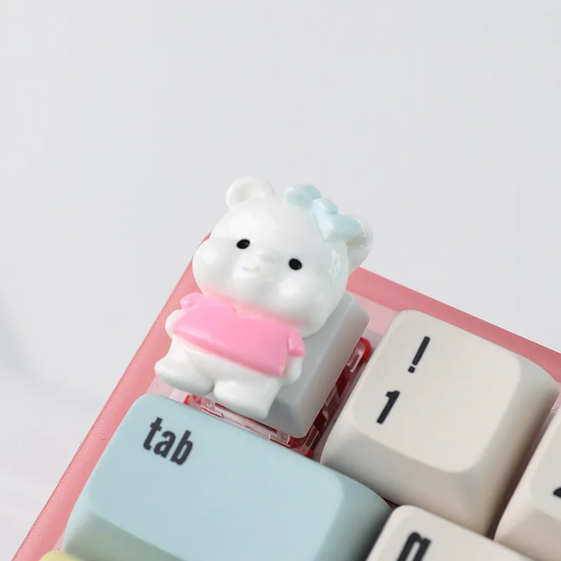 Resin cross keycap personalized customization cute bear DIY mechanical shaft cute fun