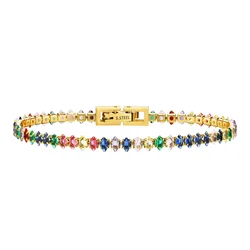 Colorful Tennis Bracelet Women, Cubic Zirconia Chain,stainless Steel CZ Link, Girlfriend Mom Gift