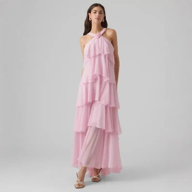 

Модный многослойный дизайн, летнее новое поступление, женская подвесная газовая юбка макси Dr Ne с высокой талией, цветная искусственная юбка...