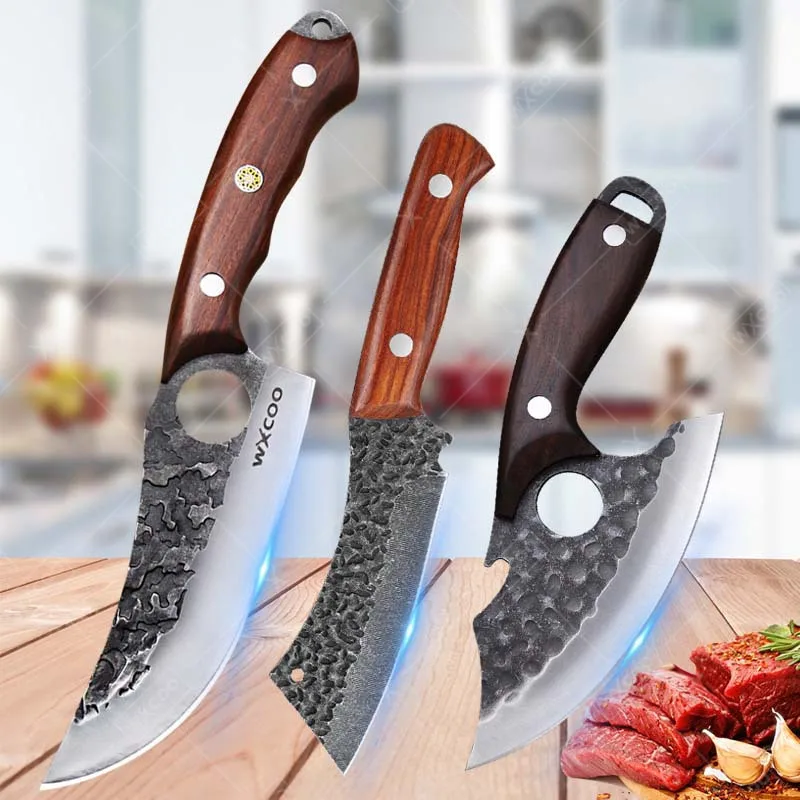 

3PCS Chef Knife Set Stainless Steel Boning Knife Barbecue Knife Utility Knife Professional Vegetable Fish Knife for Kitchen