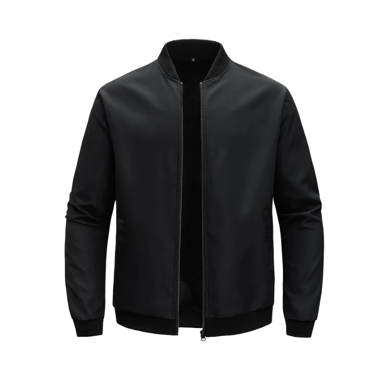2025 Spring and Autumn New Baseball Collar Short Loose Solid Color Jacket Men's Business Casual Thin Coat Trend