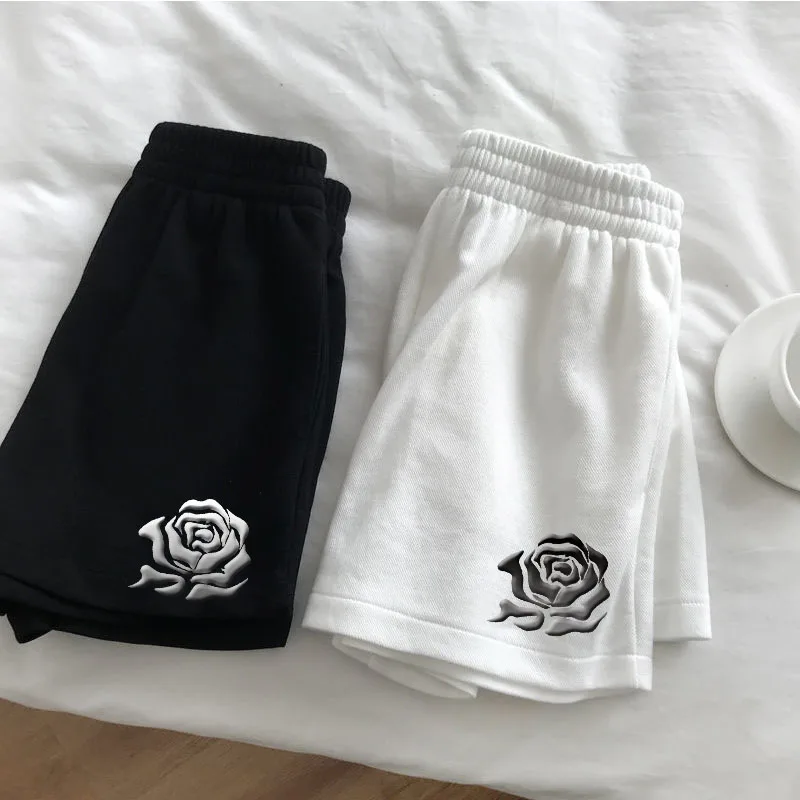 2024 new Rose pattern Elastic waist shorts summer casual shorts outdoor Cultivate oneself sports Ladies' Fashion Shorts