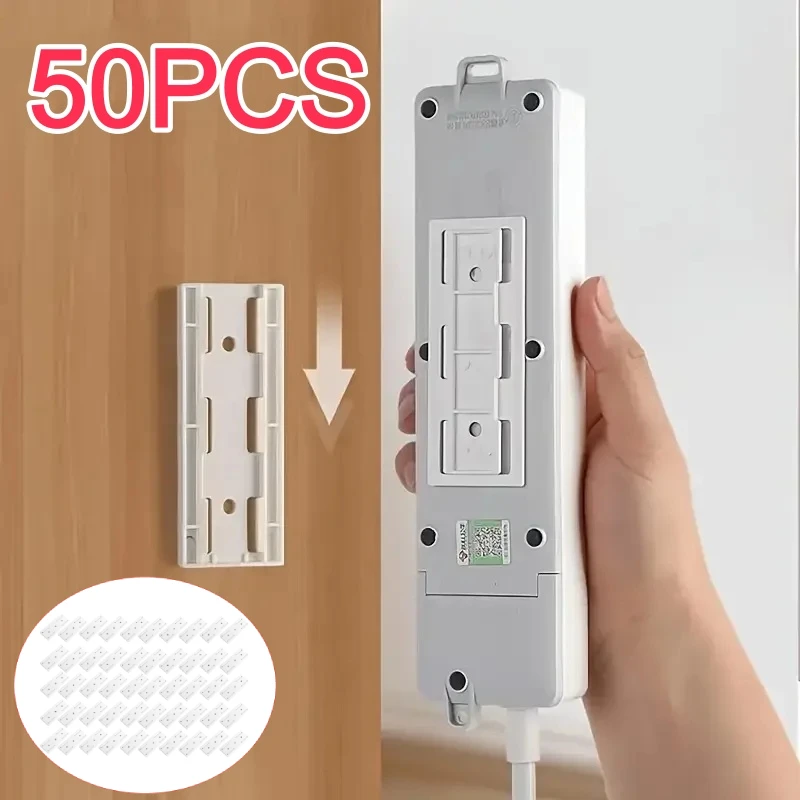 50/1PCS Self-Adhesive Desktop Socket Fixer Hanging Power Strip Cable Organizer Wall Holder Fixator Removable Wall-Mounted