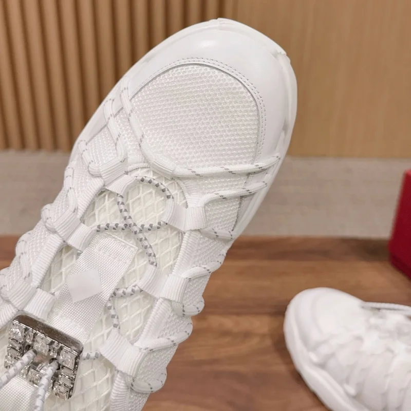 Designer Brand Original Square Button Water Diamond Mesh Dad Shoes Women's Genuine Leather Lace Sports and Leisure Shoes view 3