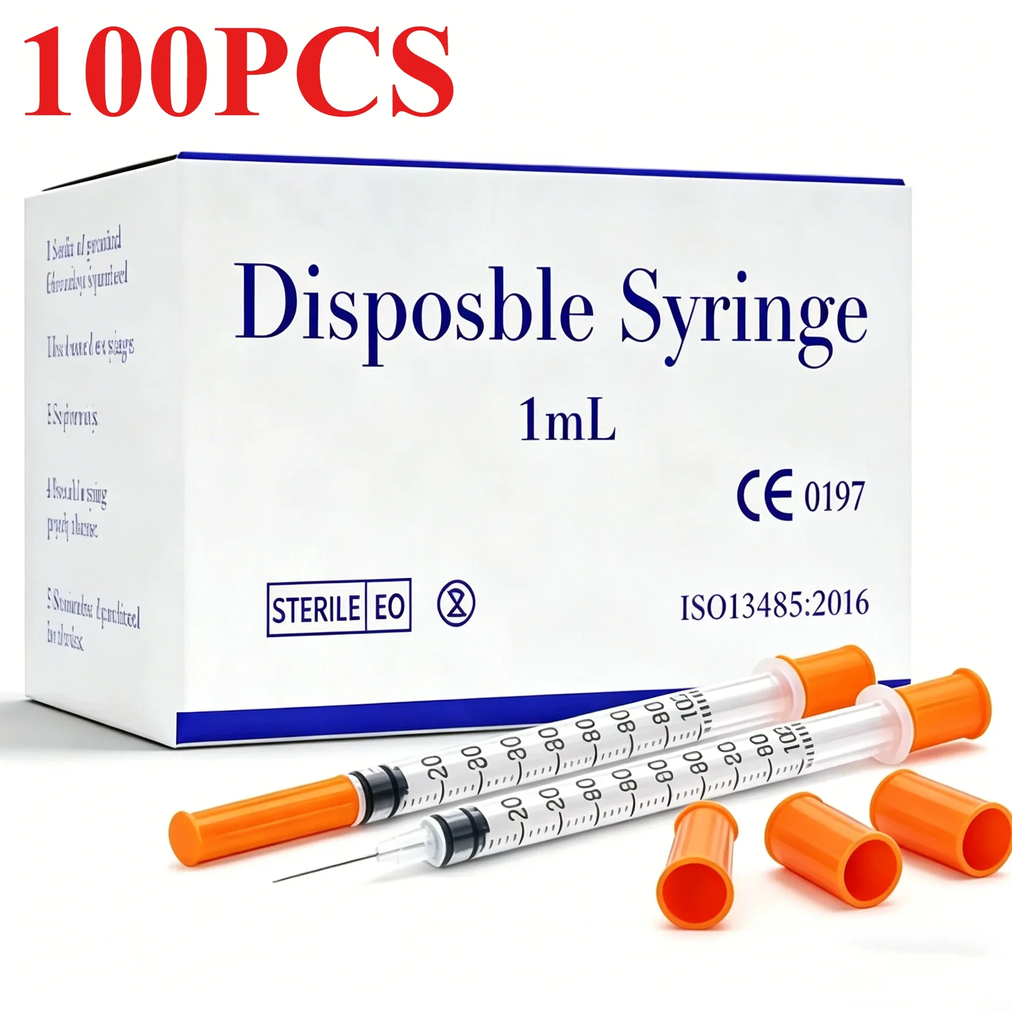 100 Pièces de Seringues à Insuline Orange Stériles et Jetables de Diverses Tailles (1 ml/0,5 ml), Emballées Individuellement, pour l'Alimentation des Animaux de Compagnie...