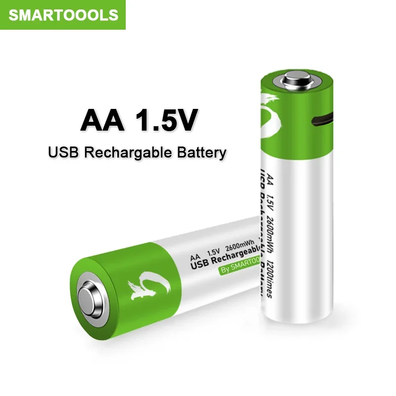 Original USB AA Rechargeable Batteries 1.5V 2600 mWh li-ion battery for remote control mouseElectric toy battery + Type-C Cable