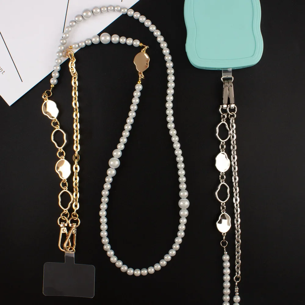 Korean Luxury Mobile Phone Corssbody Lanyard Pearl Bracelets Chain For iPhone 14 15 pro max Samsung Flip 4 S21 s22 S23 Ultra