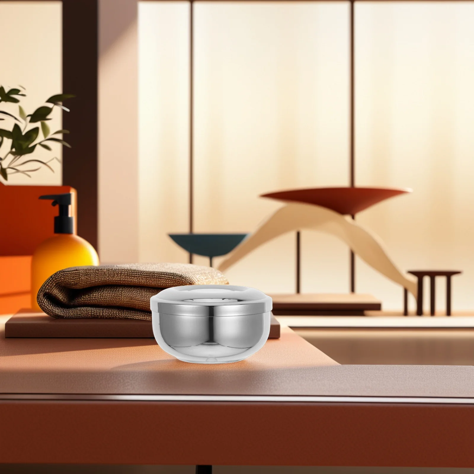 

Metal Mens Shaving Soap Bowl Stainless Steel Lid Durable Shaving Cream Bowl Barbers Tool Travel Shave Brush Holder Home Salon