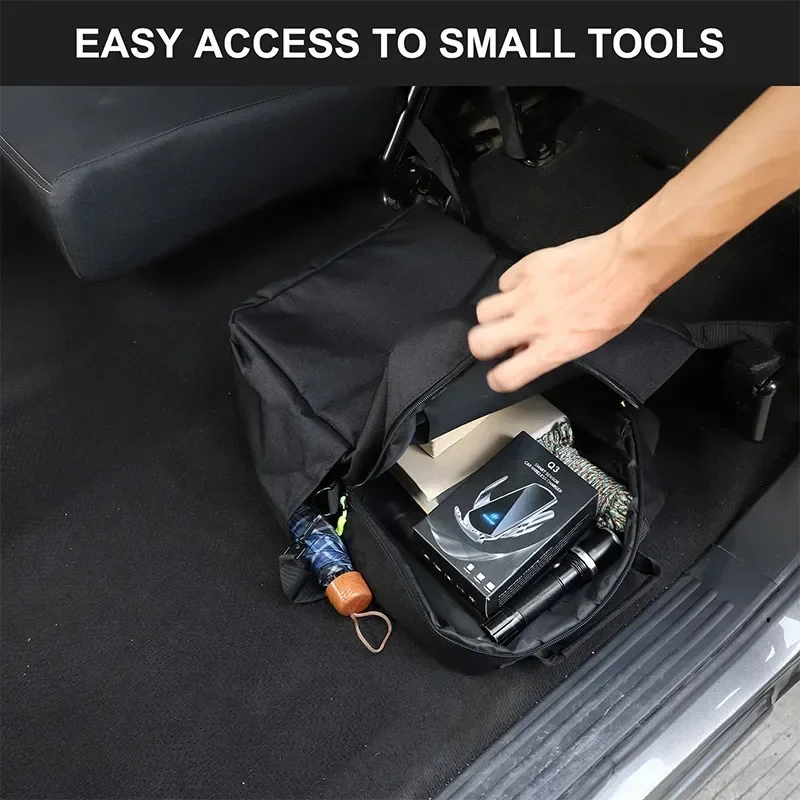 

For Nissan Titan 2016-2023 Oxford Cloth Black Car Rear Underseat Organizer Tool Pockets Storage Bag Car Accessories