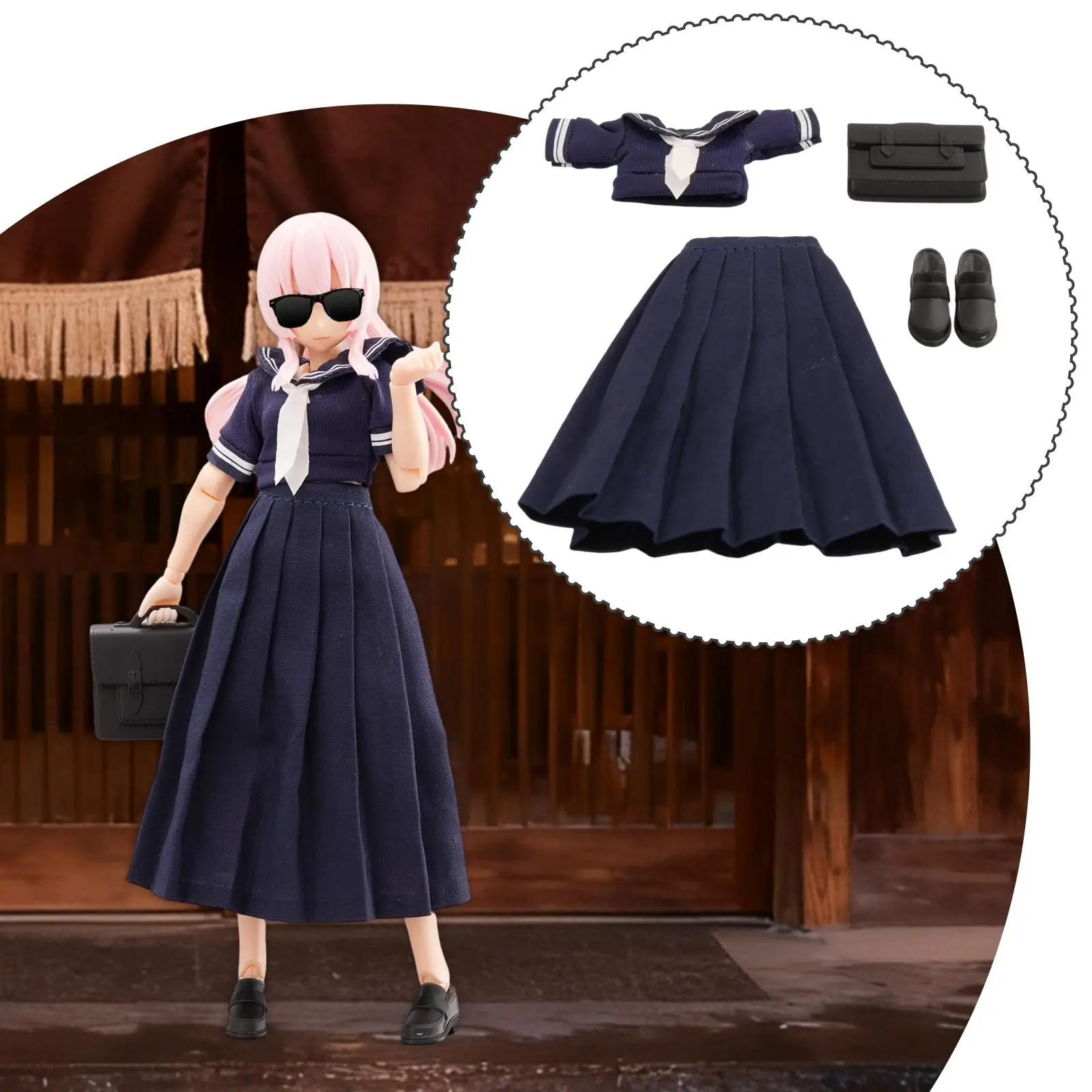 

1/12 Female Action Figure Sailor Uniform Set Accessory Trendy Fashion Shirt Long Skirt Shoes Clothes Outfit Suit Outfit Clothing