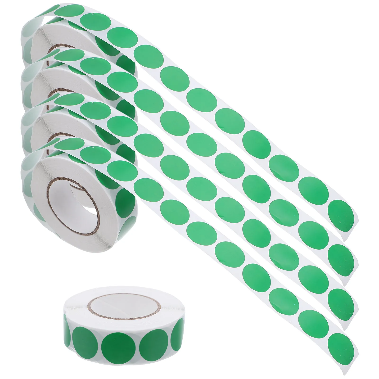 5-rolls-green-round-blank-self-adhesive-circle-label-stickers-writable-waterproof-kraft-paper-for-office-classroom-warehouse