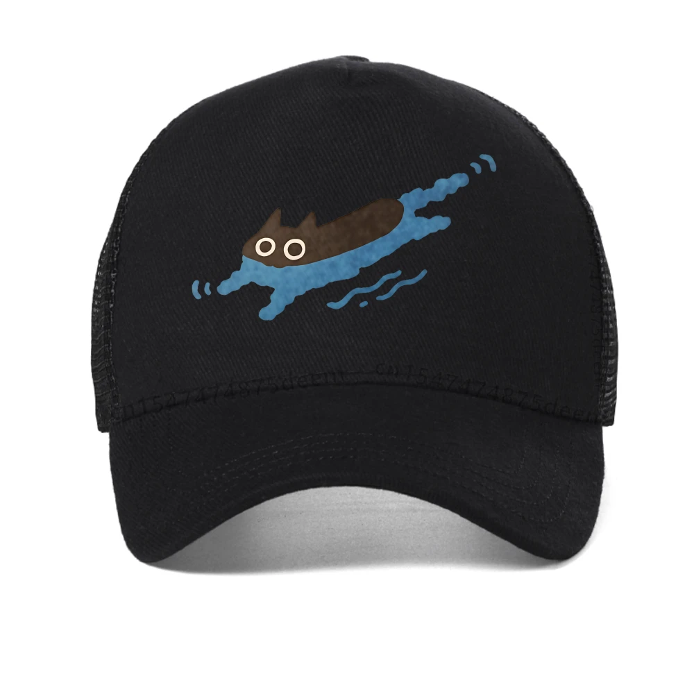 

WomanTees Swimming Black Cat Diving Shoulder baseball cap for Women Breathable Casual Creative Summer snapback hat mesh sun hats