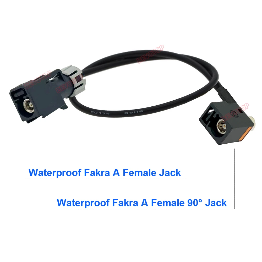 BEVOTOP 1PCS Waterproof Fakra Cable Code A Female to Code A Female Right Angle 90° Connector RG174 Cable 50 Ohm RF Coax Jumper