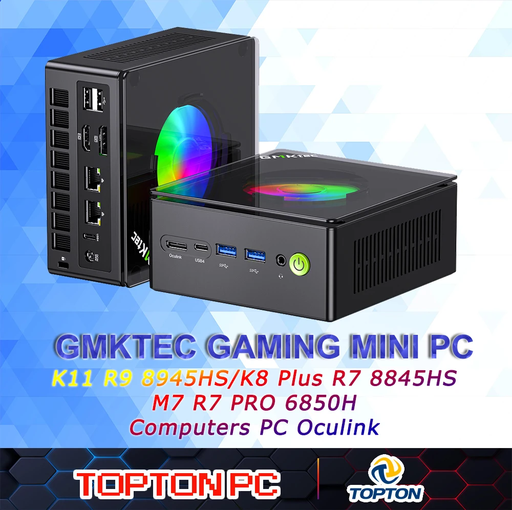 GMKtec Gaming Mini PC K11 K8 Plus M7 AMD Ryzen 9 8945HS 8845HS 6850H Computers PC Oculink WiFi 6 USB3.2 USB-C 4.0 BT5.2 DP HDMI