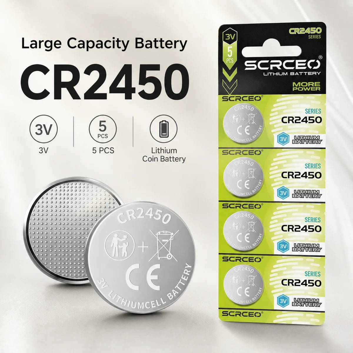 Lithium Coin Cell Battery CR2450 3V 600mAh 5-50PCS Button Cells 5029LC LM2450 DL2450 CR2450N BR2450 For Watch Stable Power