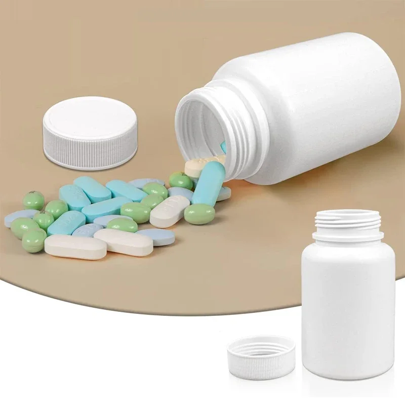 100Pcs 15ML-100ML 빈 의료용 플라스틱 HDPE 알약 병 뚜껑이 있는 휴대용 알약 정제 캡슐 용기 식품 등급 병