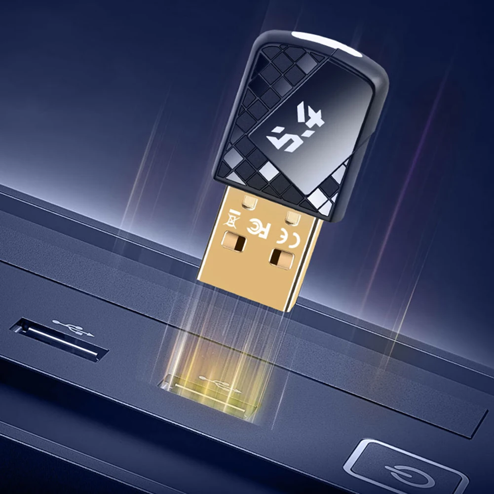 USB Bluetooth-совместимый адаптер 5.4 Беспроводной USB-адаптер Bluetooth-совместимый ключ для ПК Динамик Беспроводная мышь Клавиатура