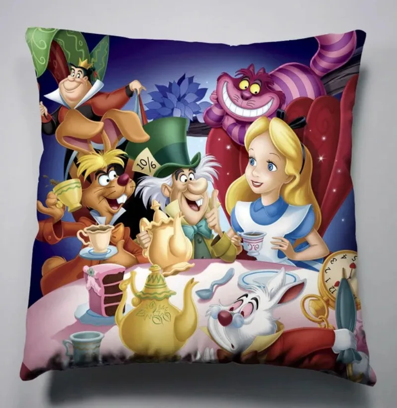 Alice In Wonderland Cartoon Soft Polyester Pillowcases Bedroom Home Office Hotel Pillowcases Personalized Wedding Gift 45x45cm .