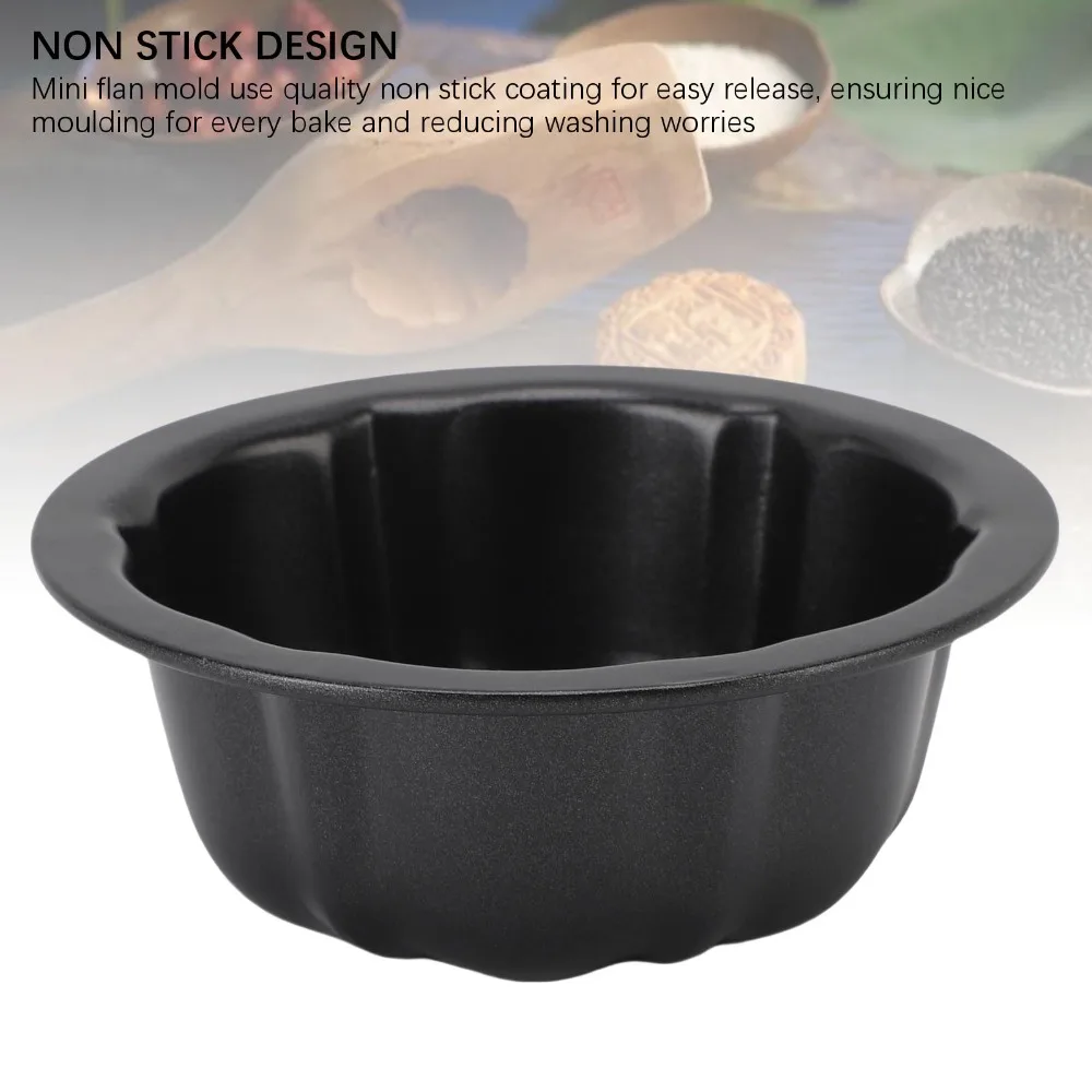 4pcs Carbon Steel Mini Flan Mold Chrysanthemum Round Shape Pumpkin Cake Pans Food-Grade Nonstick Fluted Tube Cake Pan Baking