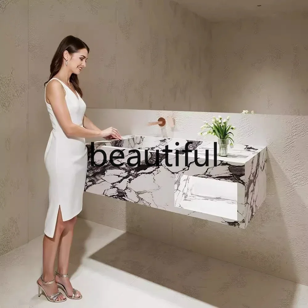 اليشم الأزرق حافة ضيقة بالوعة عميقة ضوء الرخام الفاخرة لوح الصخور غسل اليد مغسلة الحمام خزانة حمام