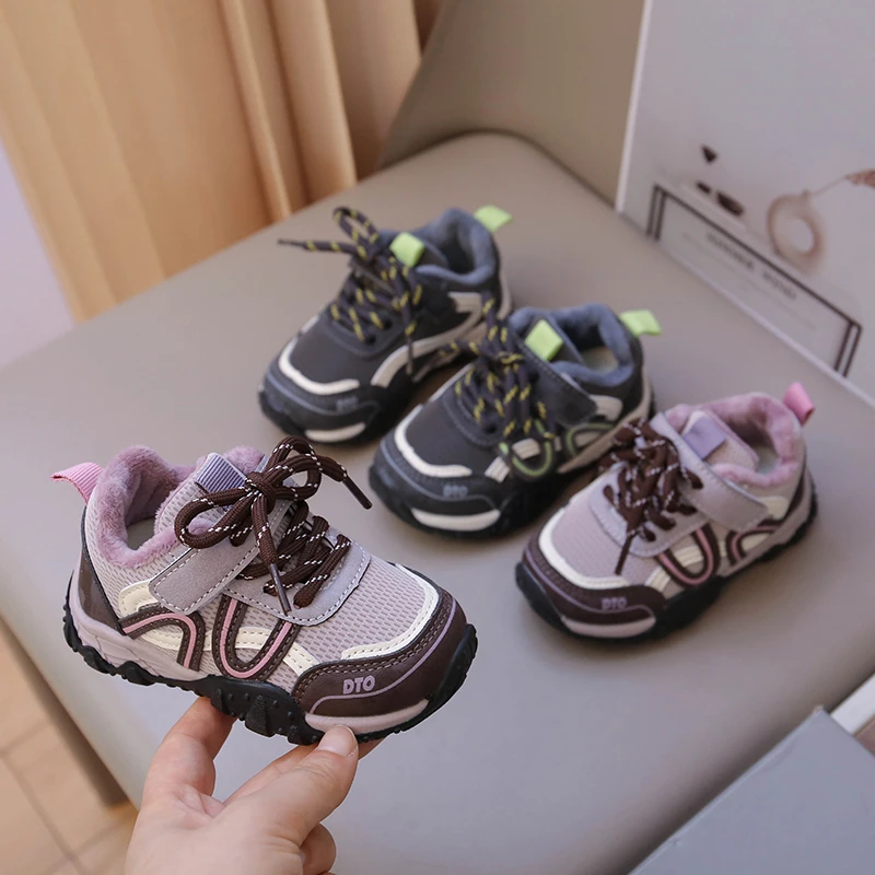 Children Suede Warm Shoes Retro British Style Kids Flats Soft Hook&loop 2026 Autumn New Boys Girls Casual Shoes Non-slip Fashion