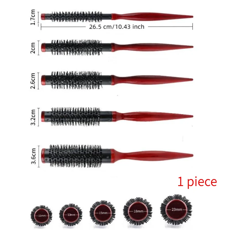 *Heat Friendly Aluminum Cylindrical Bristle Roller Comb Fluffy Hair Root Boosting Brush for Blow Drying Styling