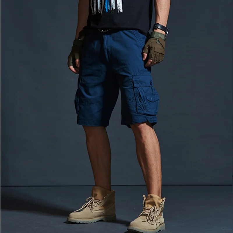 Men's Tactical Cargo Shorts Military Green Cotton Multi-Pocket Outdoor Work Short Pants Summer Knee Length Casual Bermuda - view 4
