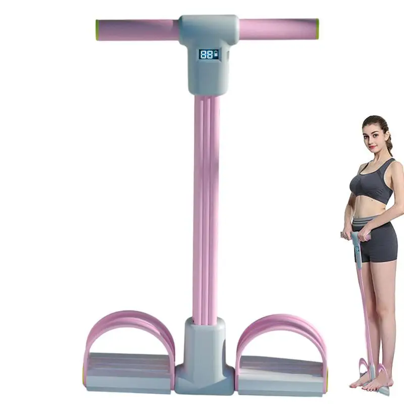 Foot Pedal Resistance Band 6-Tube Yoga Strap Elastic Resistance Band LED Display Bodybuilding Expander Fitness Equipment For