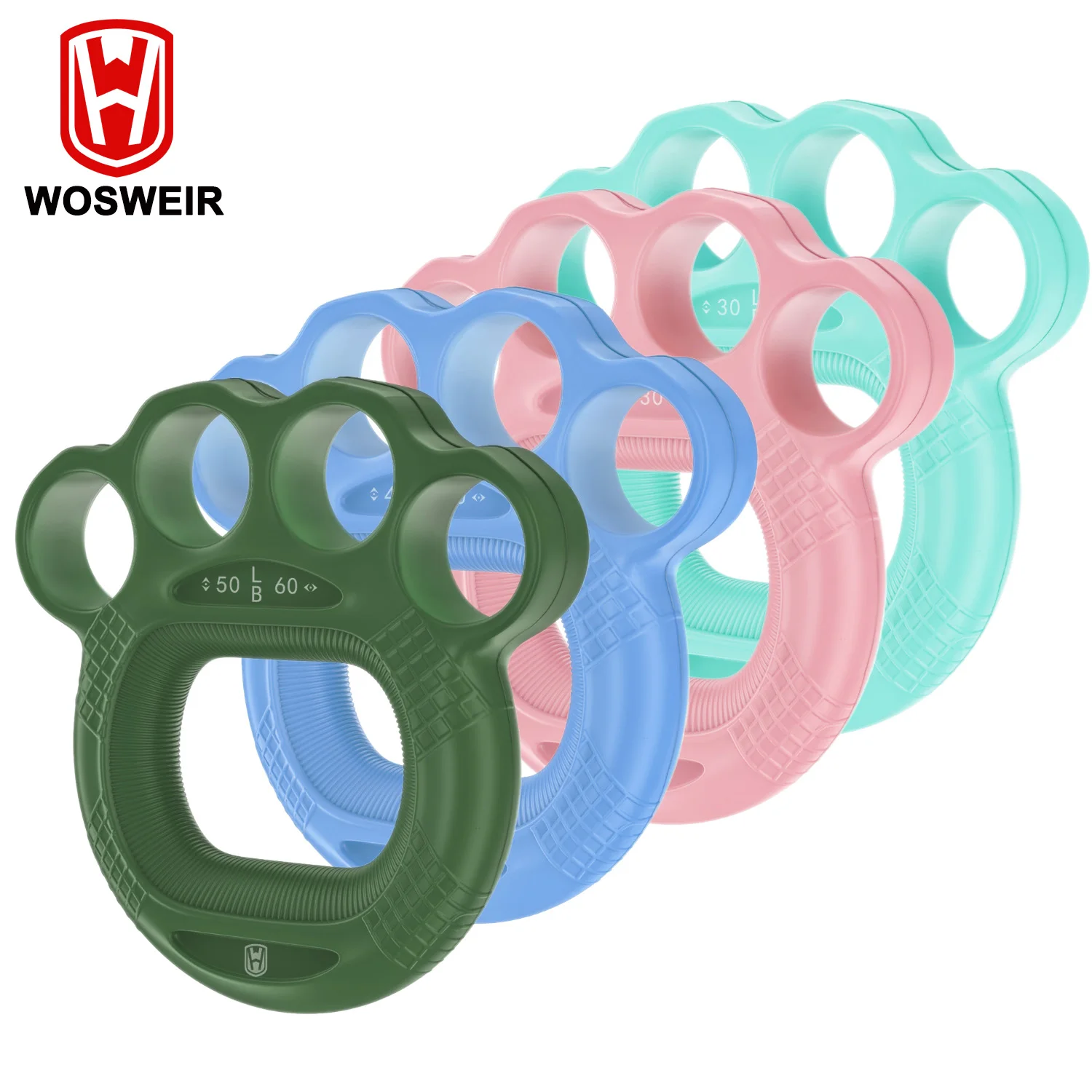 WOSWEIR-Silicone Hand Grip Ring Trainer Carpal Expander for Gym Fitness Exercise & Muscle Relif Recovery Workout