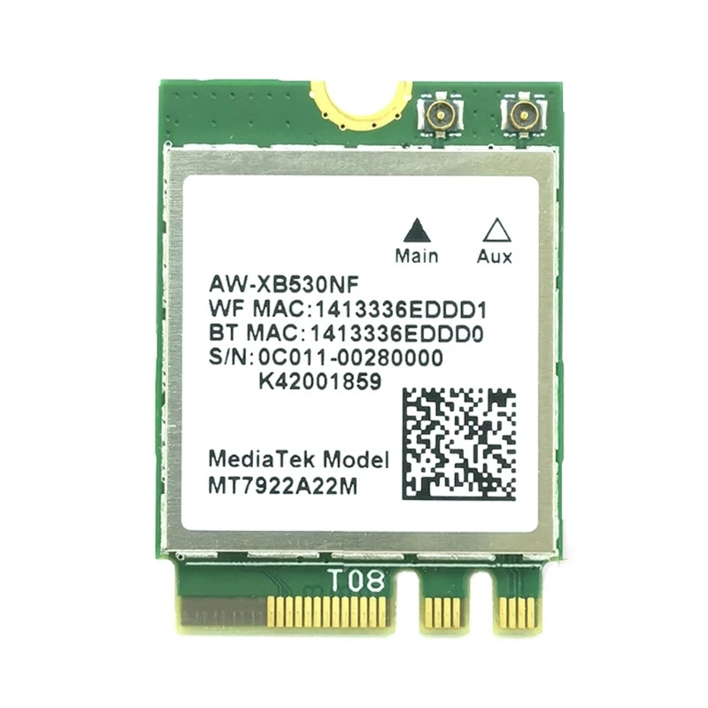 Wi-Fi 6E MT7922 (RZ616) AW-XB530NF tarjeta LAN inalámbrica 802.11AX WiFi BT5.2 adaptador 2400M NGFF-M2 tarjeta red 2 6G